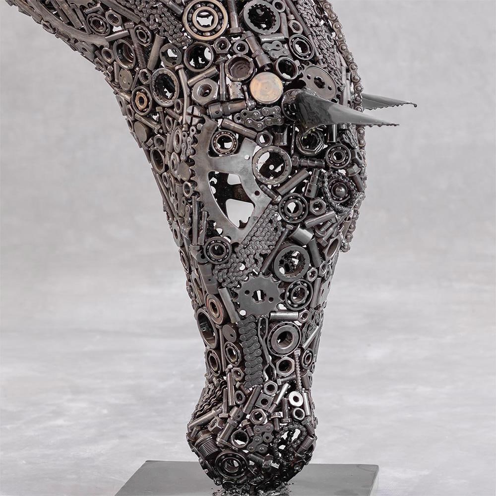 Premium Handcrafted Recycled Metal Horse Head Sculpture | 37" | One of a Kind - 5