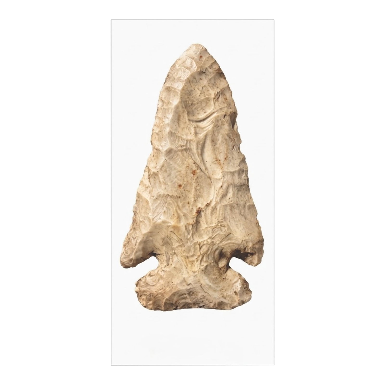 Fine Archaic Paleo-Indian Thebes Point – Northern Illinois: An exceptional example of an Archaic period projectile point, this Thebes-style spear or dart point dates from approximately 8,000 to 10,000 years ago. Discovered in Northern Illinois, this point is