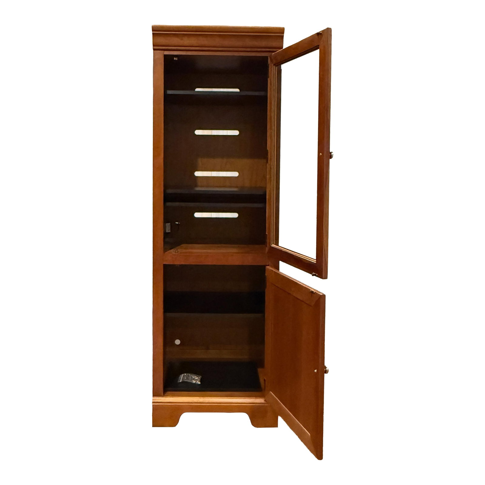 1990s Stanley Furniture Glass Door Media / Entertainment Cabinet - Model 0001,: This handsome Stanley Furniture "Glass Door Unit" (UPC 8951700021, Model 0001) is a versatile, high-quality media/entertainment cabinet or display armoire, perfect for stereo equipment, electronics,