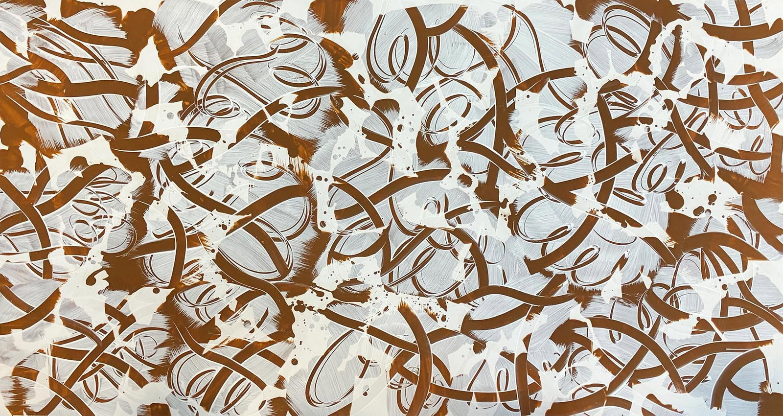 Interlaced White Over Brown by Michael DesRosiers Acrylic Paint on Paper (2025) (1 of 5)