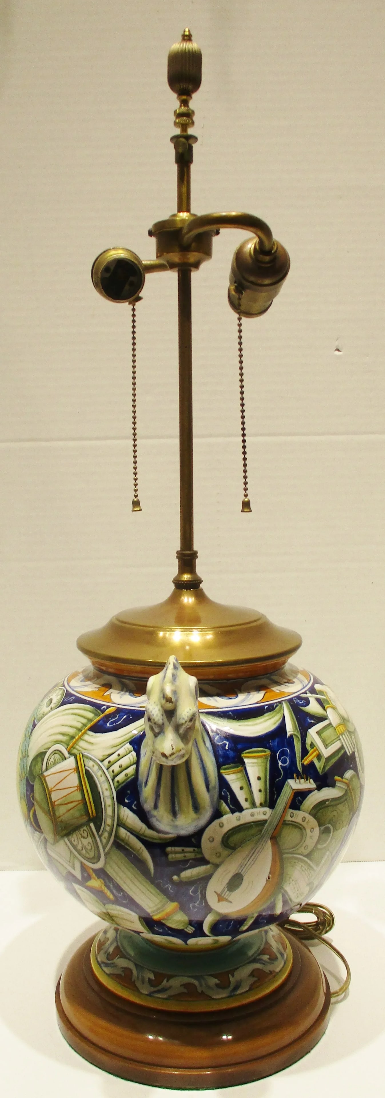 Antique Italian Majolica Cantagalli Vase Mounted as Lamp Circa 1900s - 2