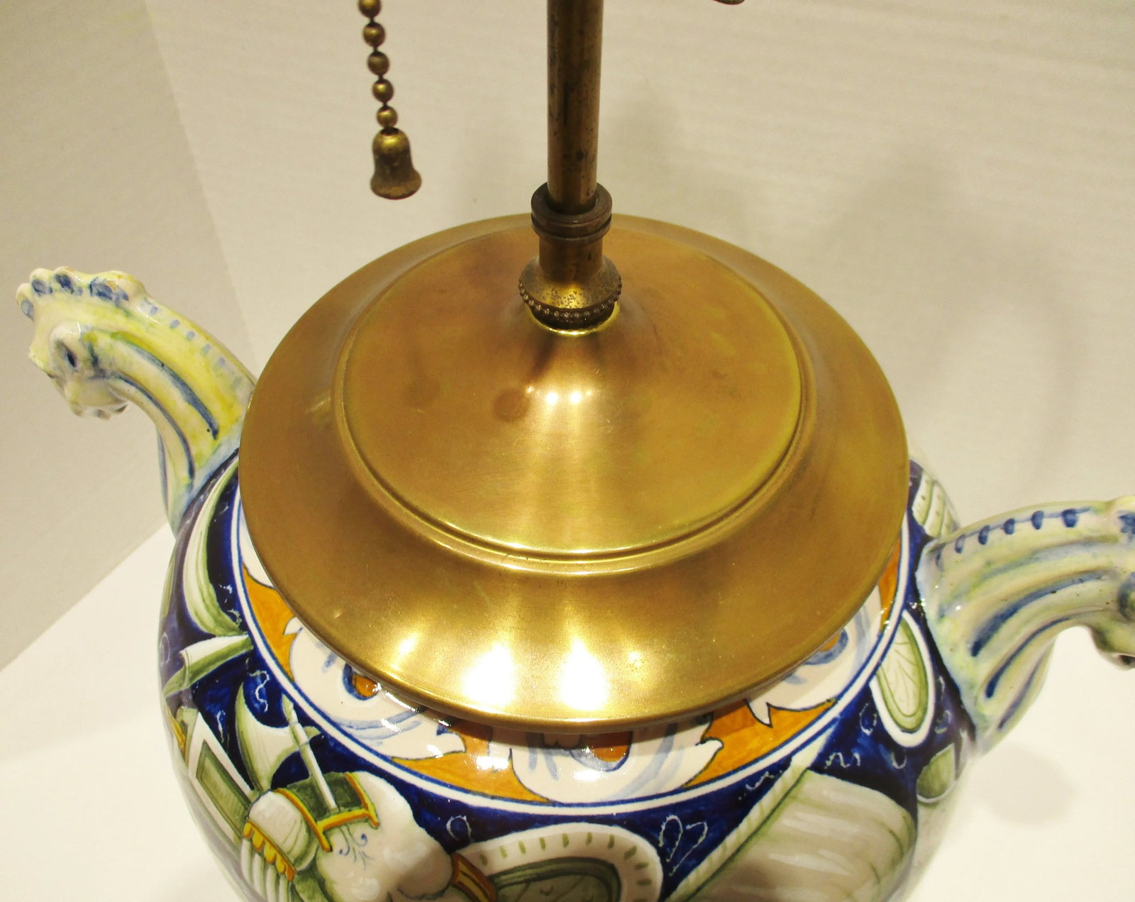 Antique Italian Majolica Cantagalli Vase Mounted as Lamp Circa 1900s - 9