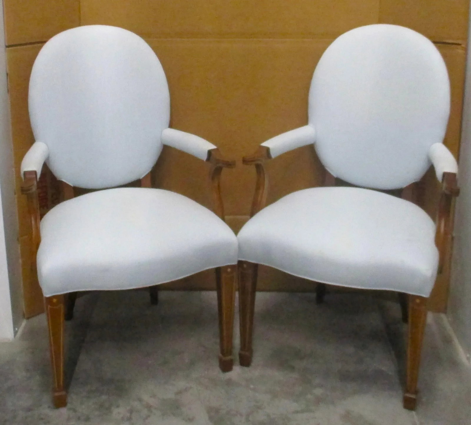 Hickory Chair Company Inlaid Mahogany and Upholstered Open Louis XVI Armchairs - a Pair - 13