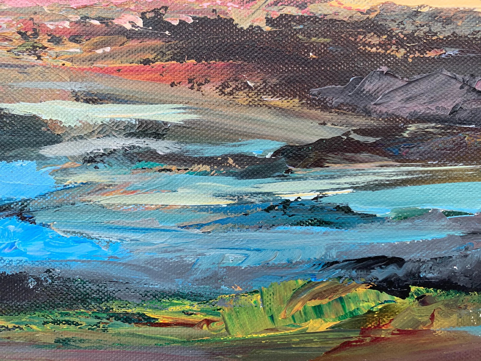 Colourful Expressive Abstract Mountain Landscape by Contemporary British Artist - 12