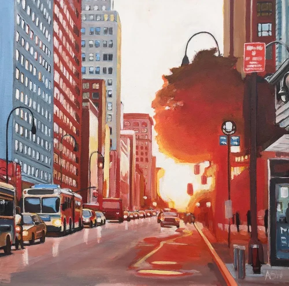 New York Street Scene Urban Landscape Painting From British Artist Collection - 2