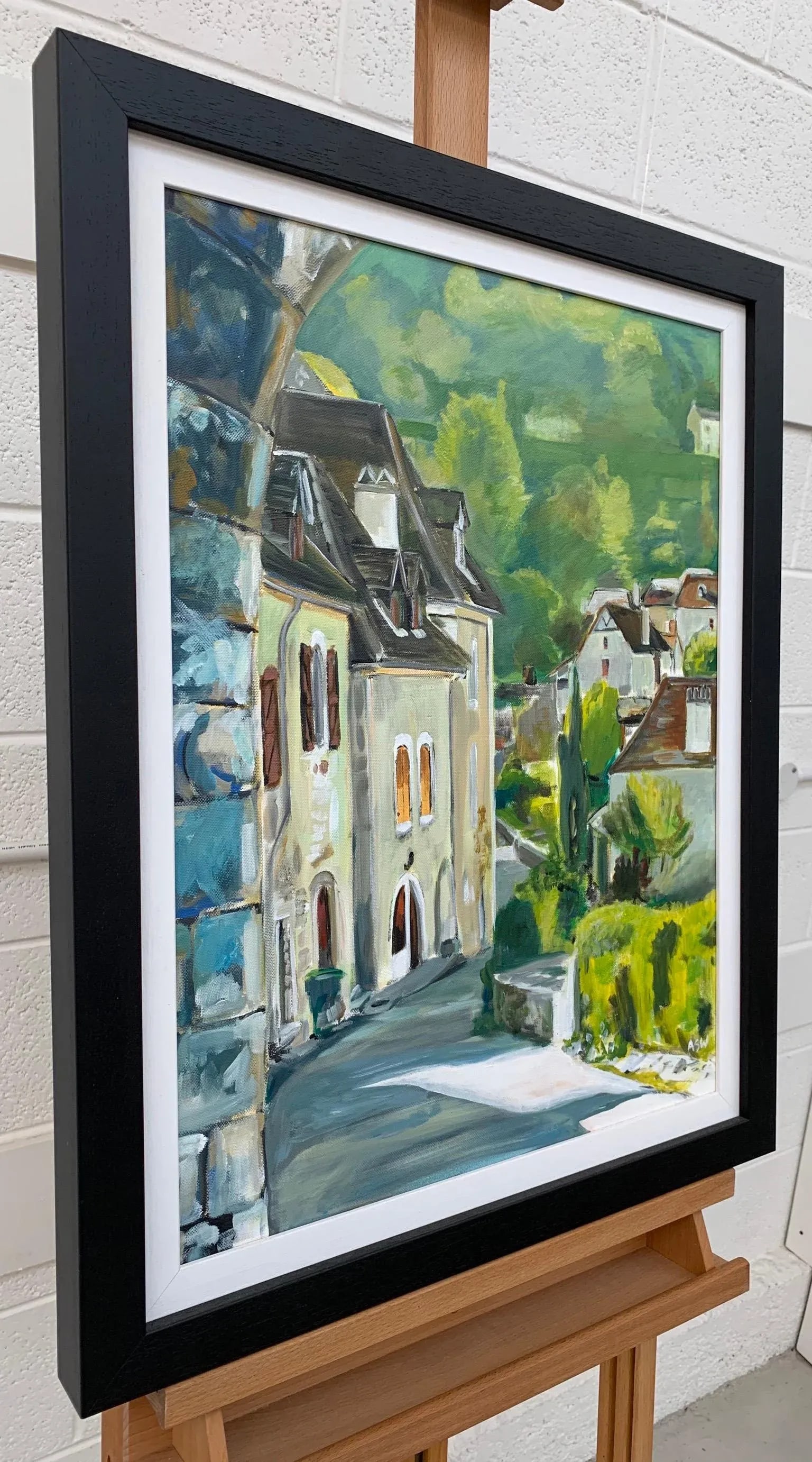 Painting of Medieval French Village Saint Cirq Lapopie by Modern British Artist, 2012 - 3