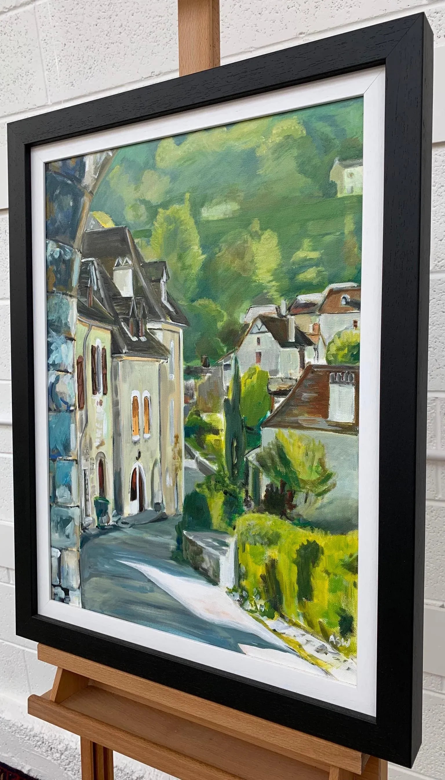 Painting of Medieval French Village Saint Cirq Lapopie by Modern British Artist, 2012 - 5