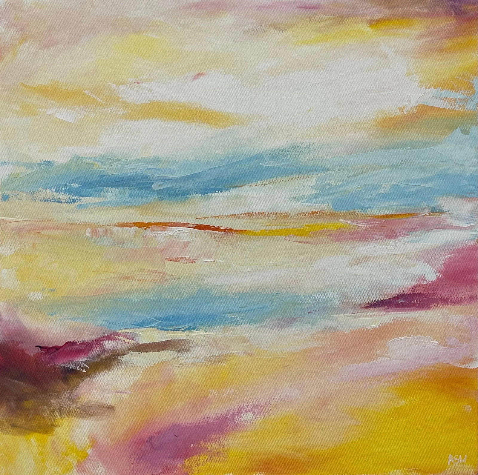 Serene Abstract Impressionist Seascape Landscape by Contemporary British Artist, 2022 - 12