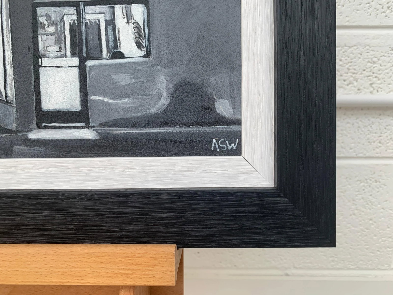Black & White Americana Painting of Ranchito Motel on Route 66 New Mexico Usa - 6