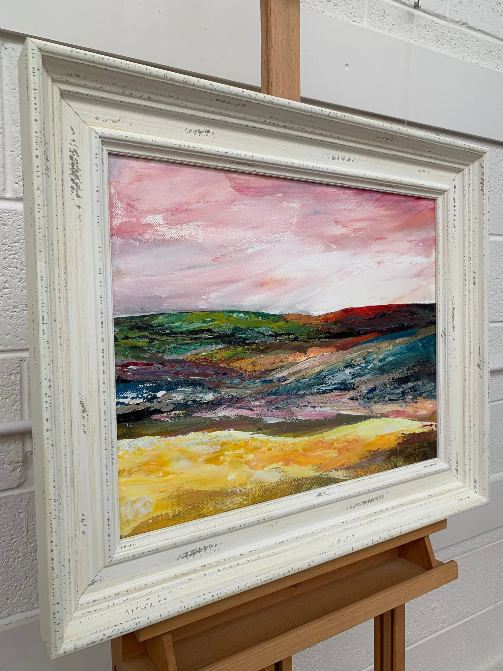 Colourful English Moor Landscape With Pink Sky by Contemporary British Artist, 2020 - 2