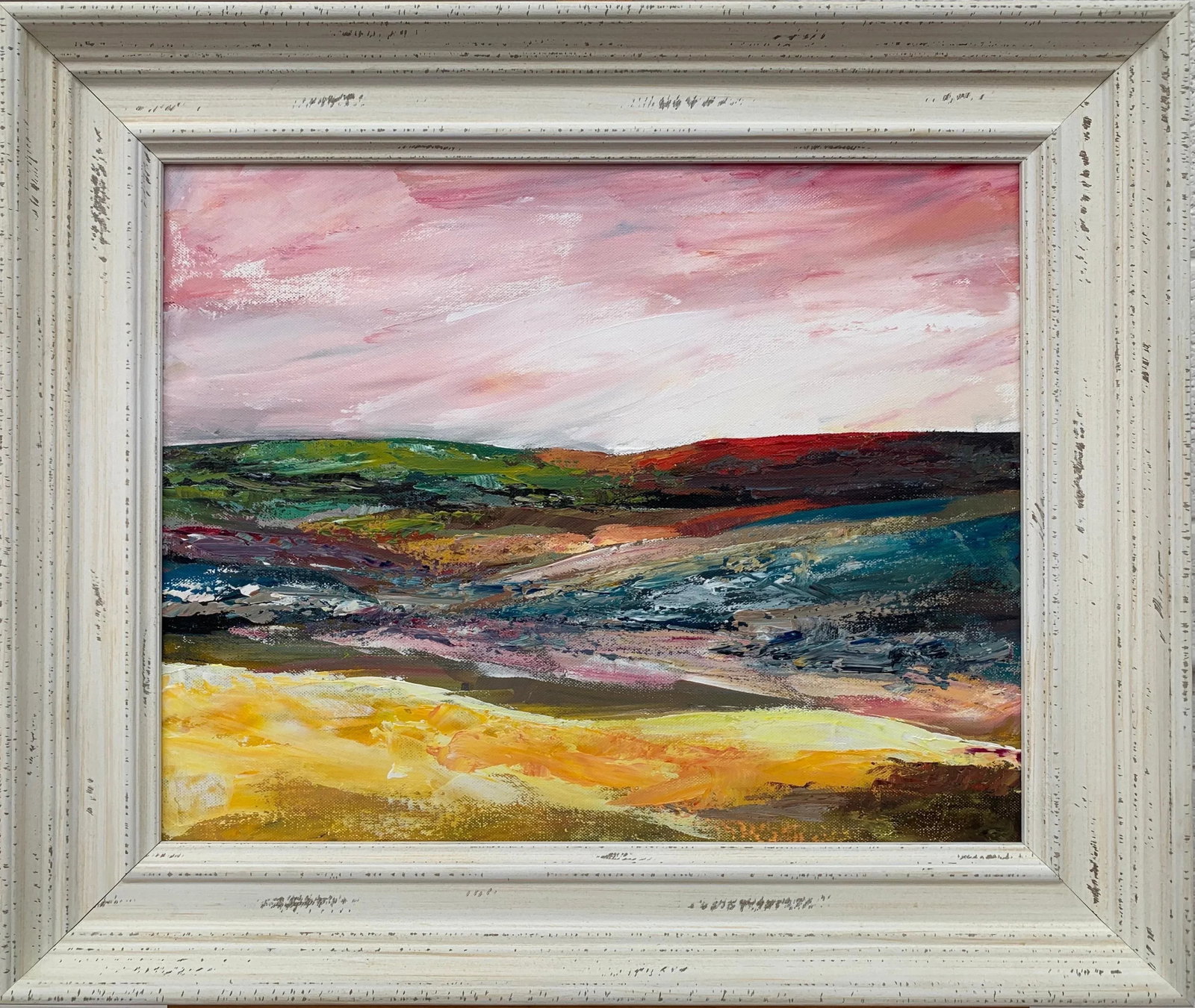 Colourful English Moor Landscape With Pink Sky by Contemporary British Artist, 2020 - 8