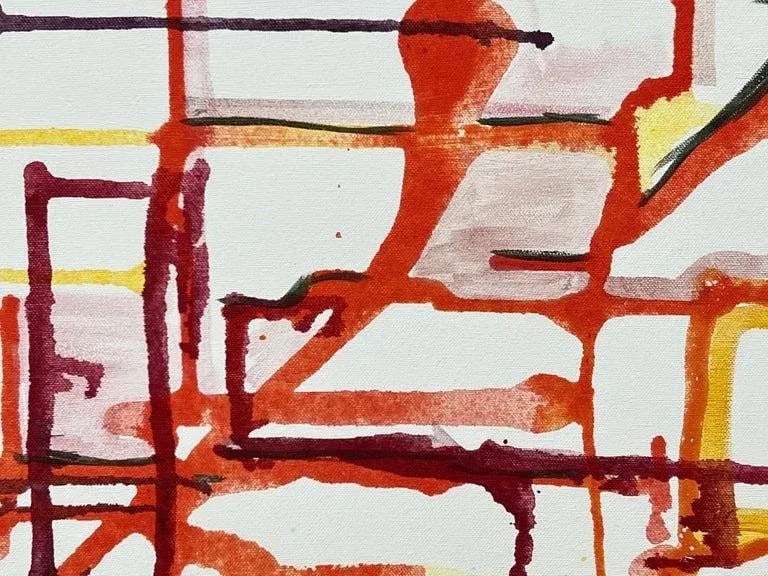 Angela Wakefield, Early Abstract Art Purple Orange & Yellow on White Background by British Artist, 2 - 12
