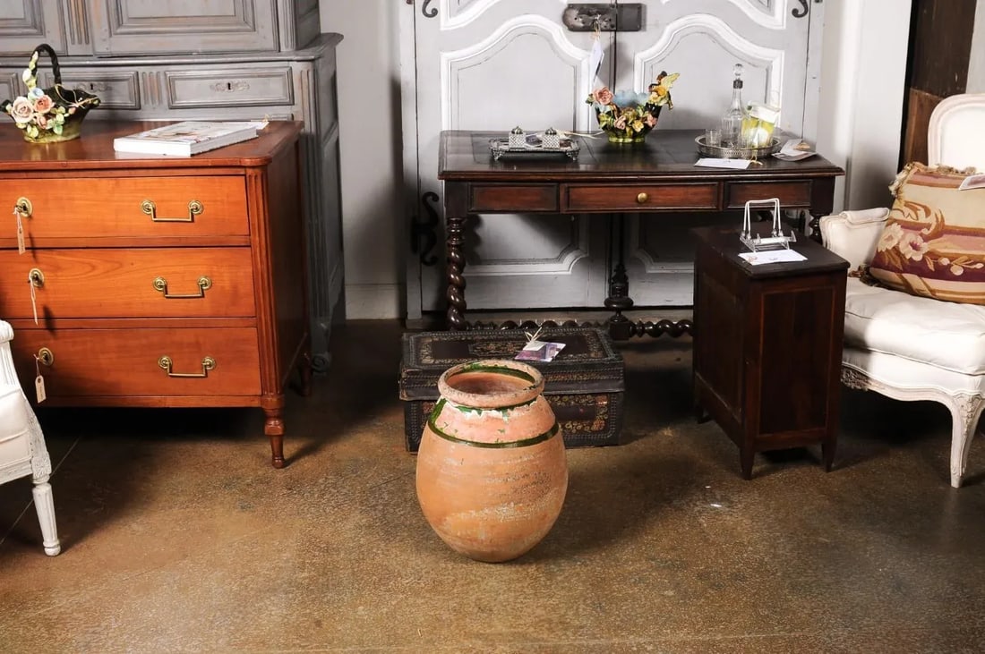 French Provincial Biot Jar with Green Glaze and Rustic Character, 20th Century - 12