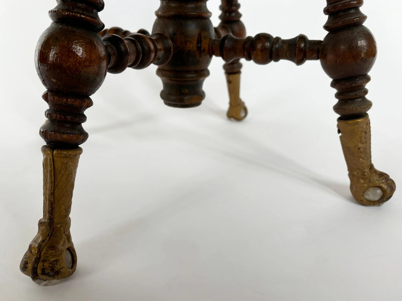 1900s Antique Victorian Style Wood Piano Stool - 5