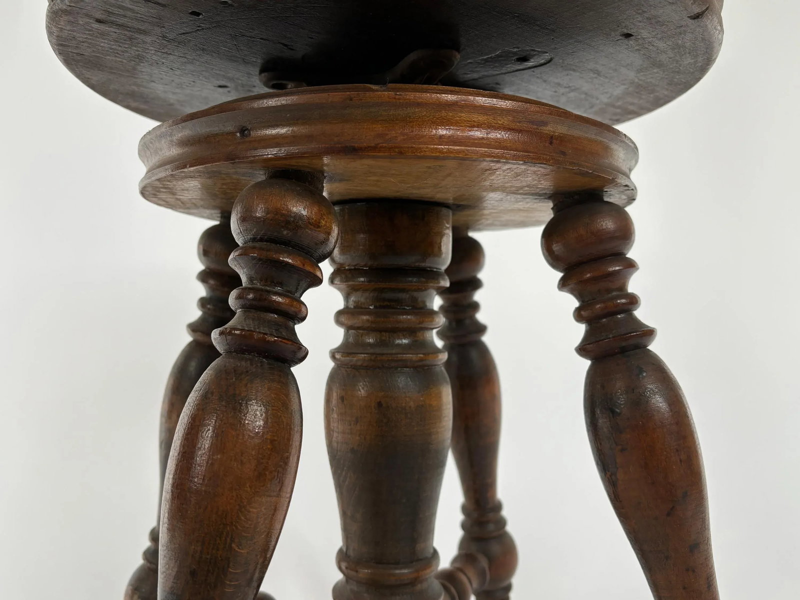 1900s Antique Victorian Style Wood Piano Stool - 8