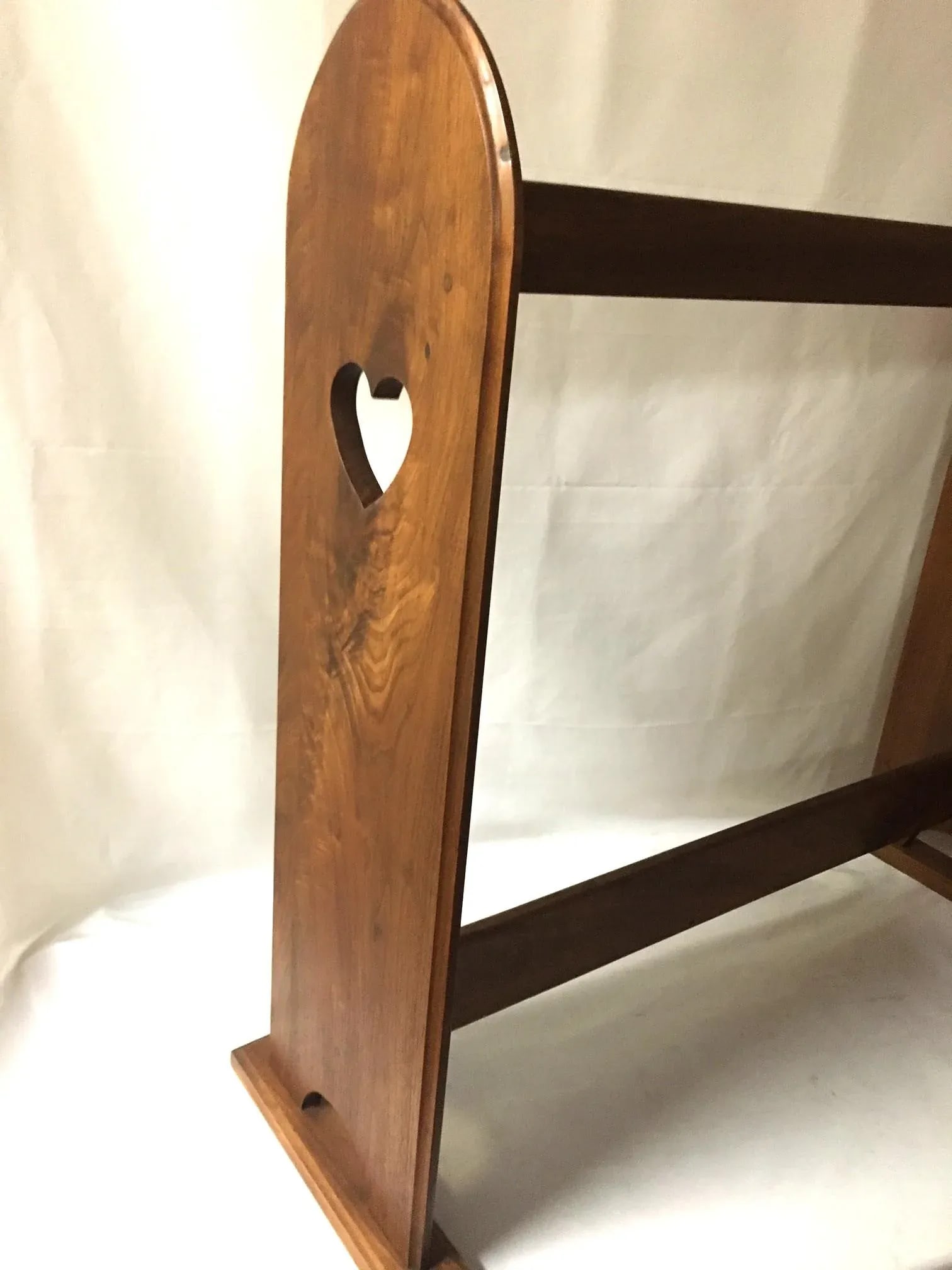 Early American Style Walnut Quilt Rack With Heart Motif - 2