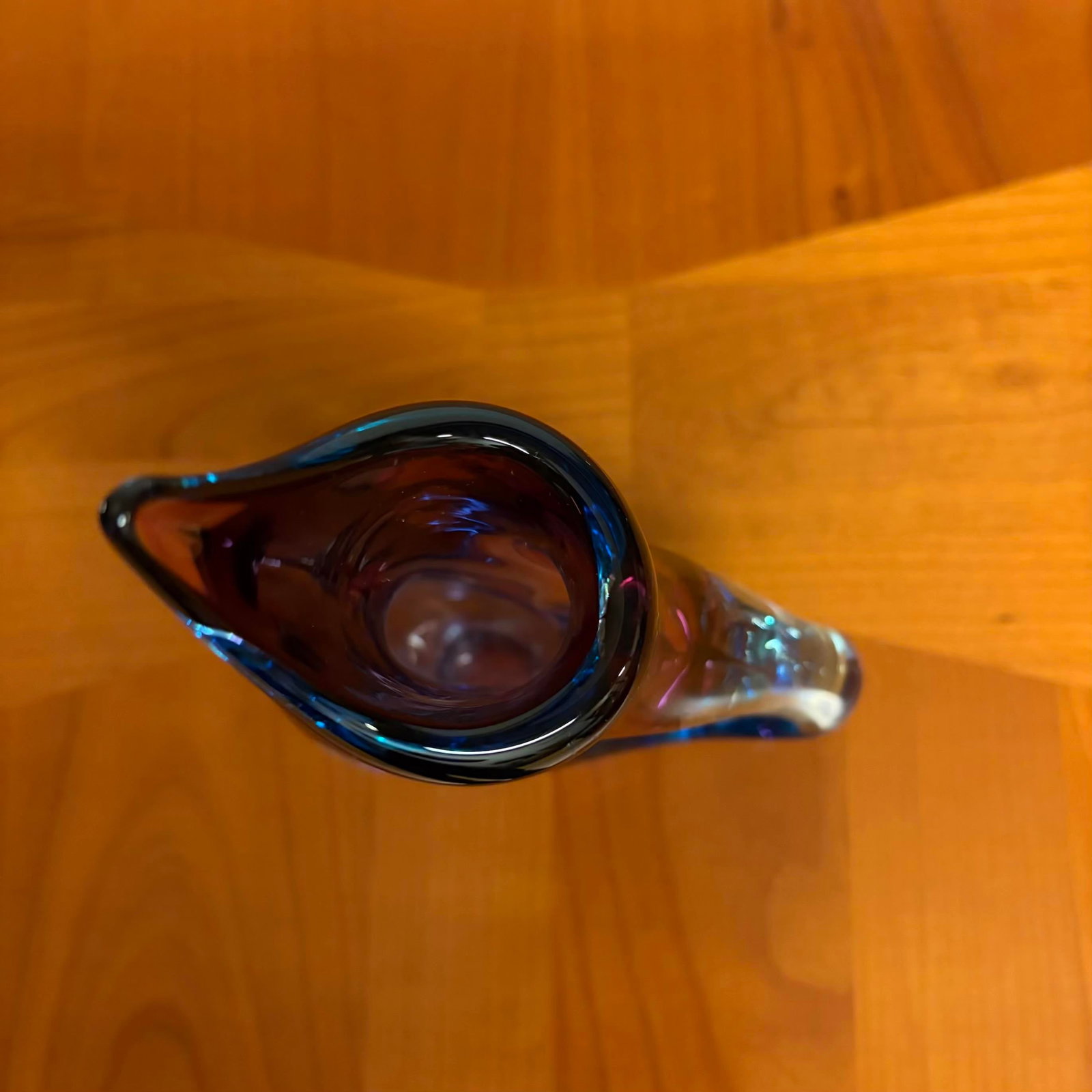 Sommerso Murano Art Glass Pitcher/Vase, Attributed to Flavio Poli - Pink & Blue - 11