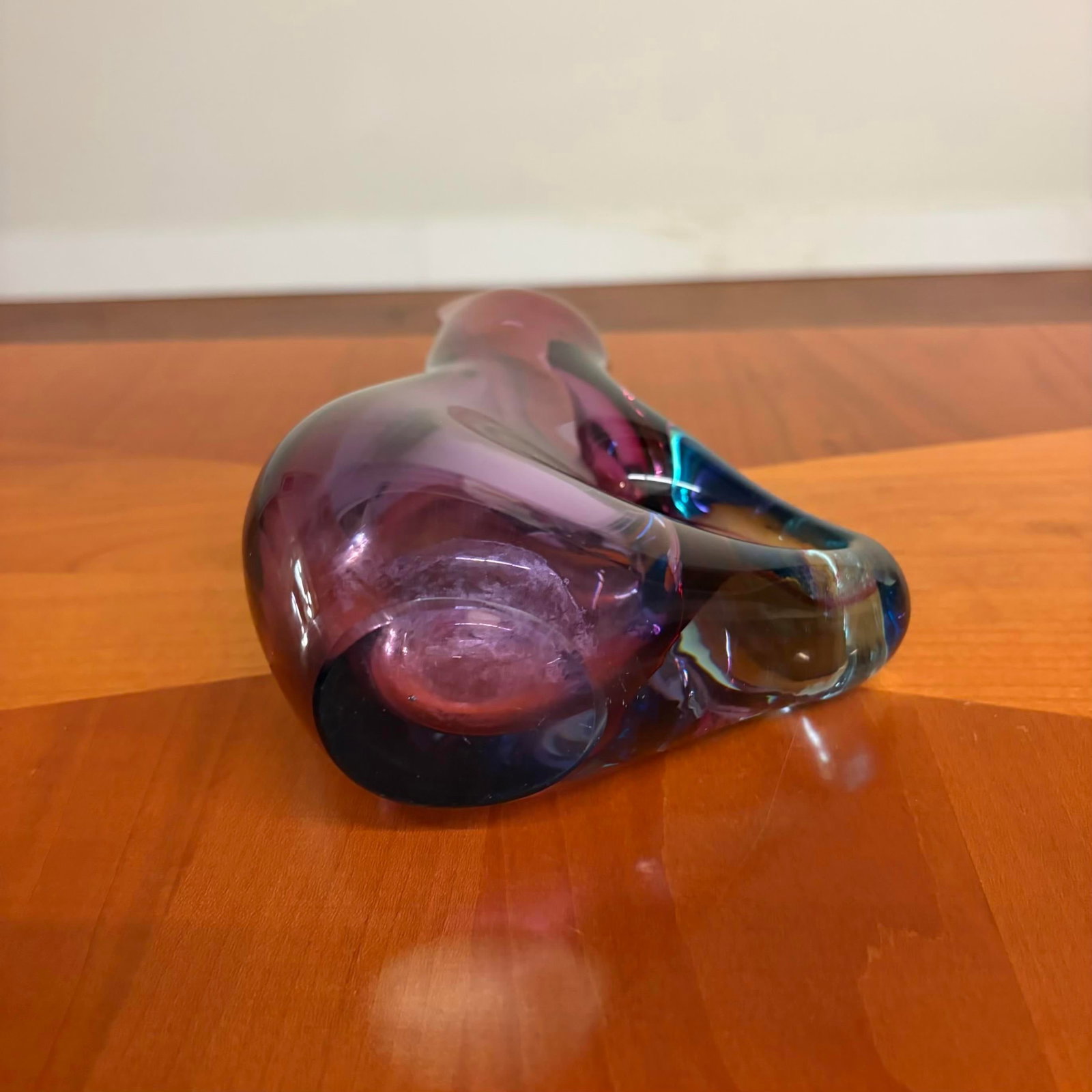 Sommerso Murano Art Glass Pitcher/Vase, Attributed to Flavio Poli - Pink & Blue - 12