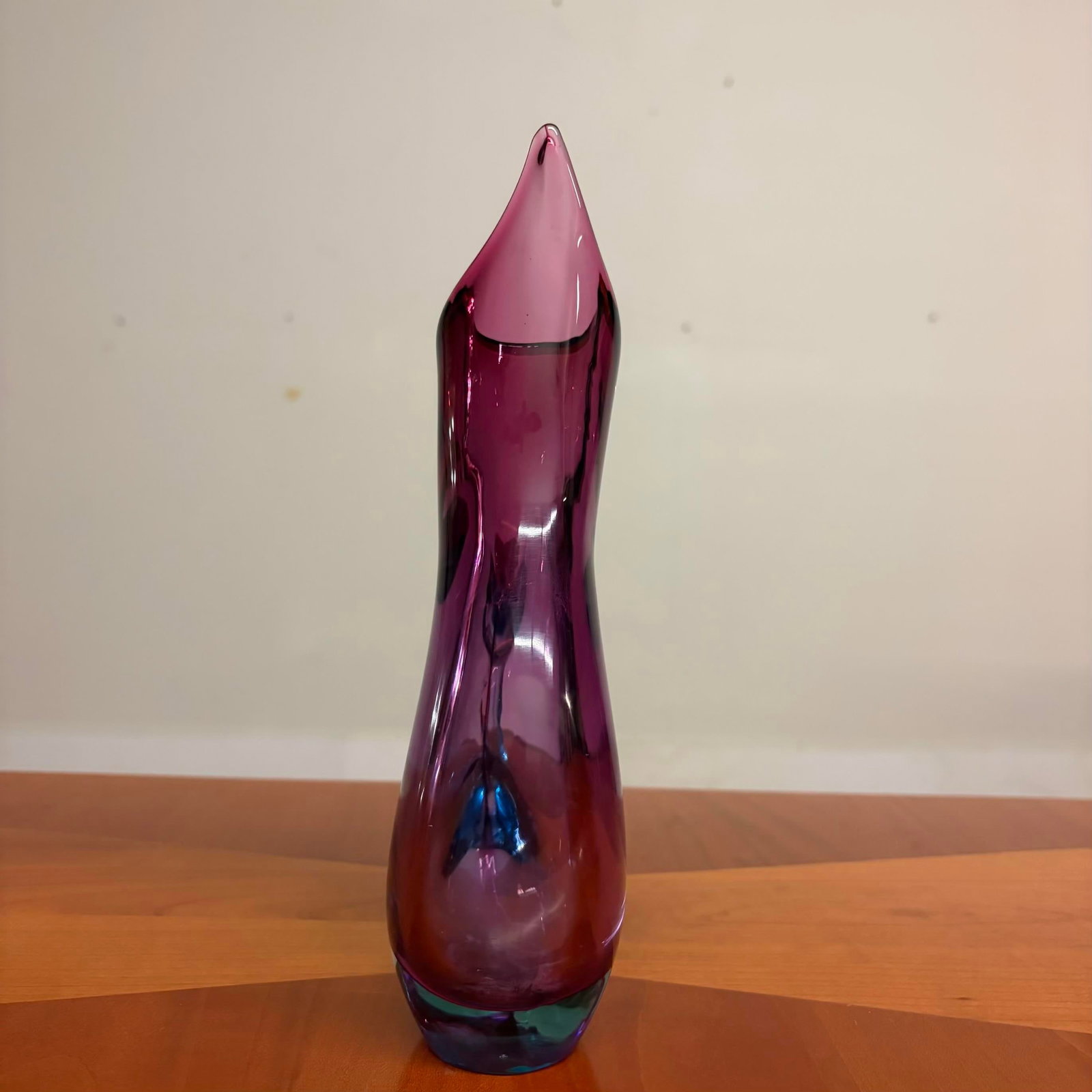 Sommerso Murano Art Glass Pitcher/Vase, Attributed to Flavio Poli - Pink & Blue - 2