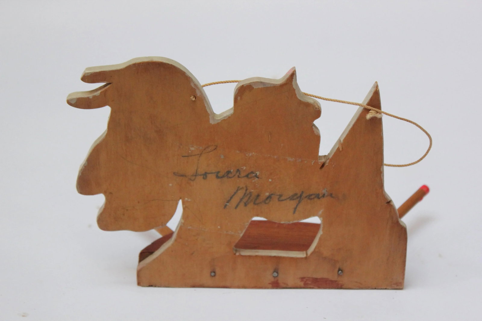 Folk Art Hand-Carved and Painted Scottie Dog Washcloth / Key Rack - 5