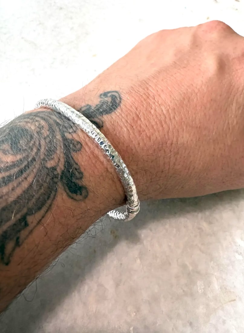 Vintage Sterling Silver Bangle Bracelet - 2