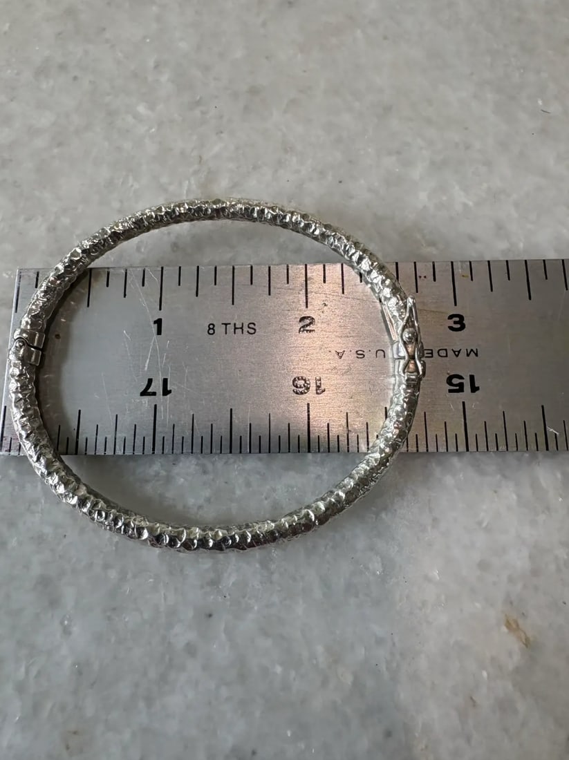 Vintage Sterling Silver Bangle Bracelet - 3