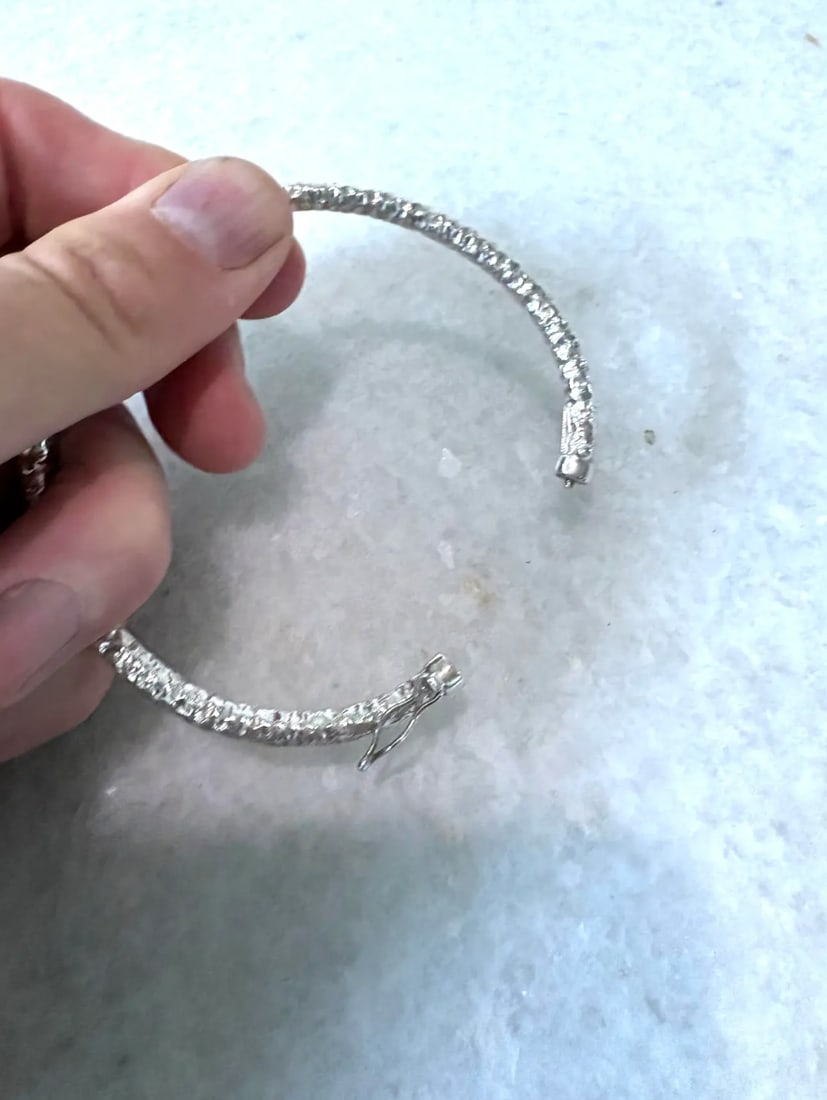 Vintage Sterling Silver Bangle Bracelet - 4
