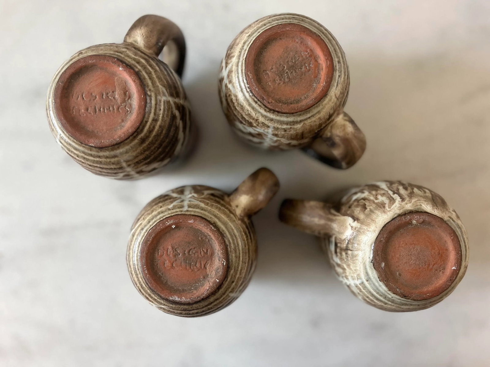 Set of 4 Mid Century Ceramic Glazed Stoneware Coffee Mugs by Design Technics - 12