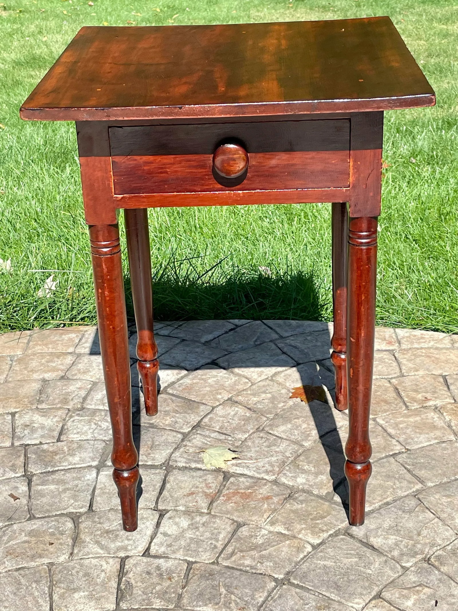 Antique One Drawer Stand With Distressed Top - 11