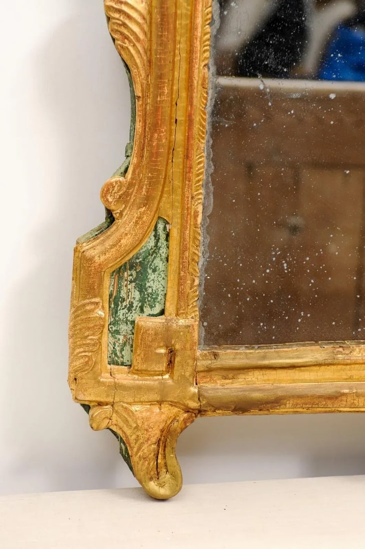 French Louis XVI Period 18th Century Gilded Mirror with Carved Musical Allegory - 6