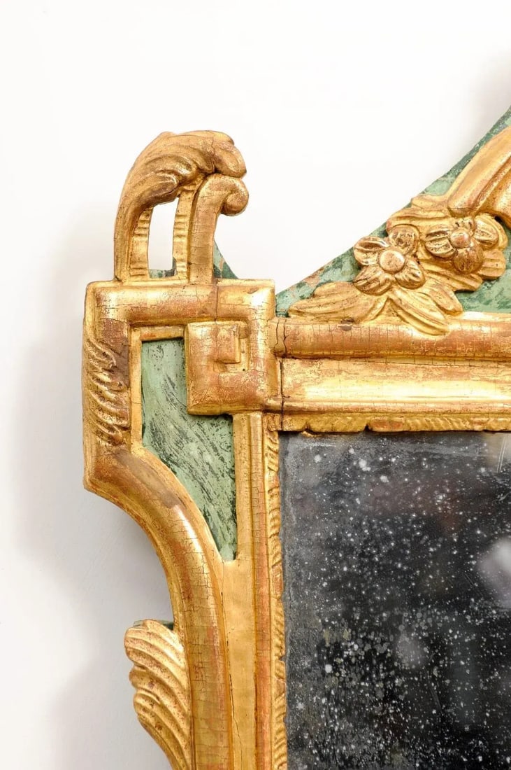 French Louis XVI Period 18th Century Gilded Mirror with Carved Musical Allegory - 7