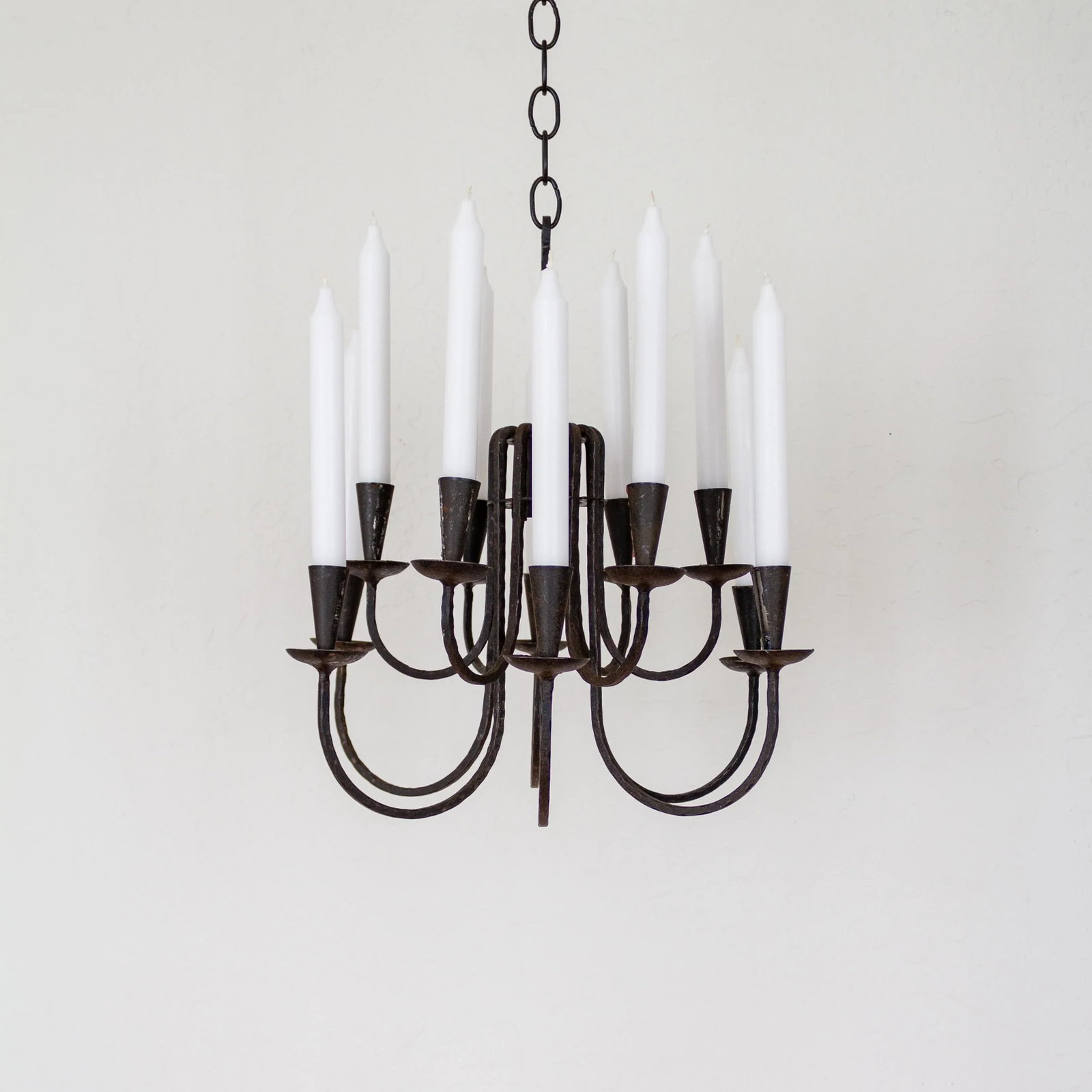 Scandinavian Brutalist Blackened Iron Hanging Candelabra | Made in Sweden - 2
