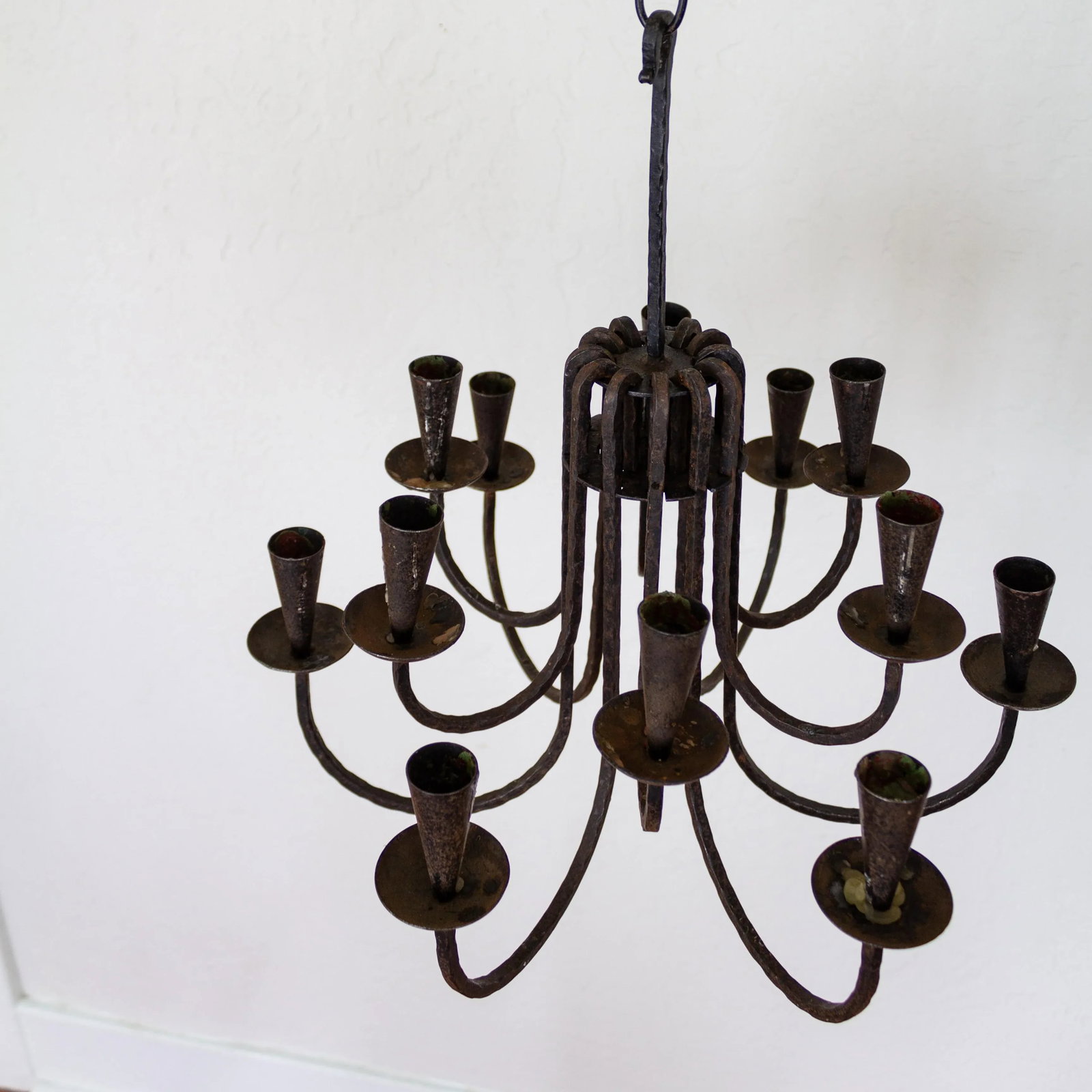 Scandinavian Brutalist Blackened Iron Hanging Candelabra | Made in Sweden - 4