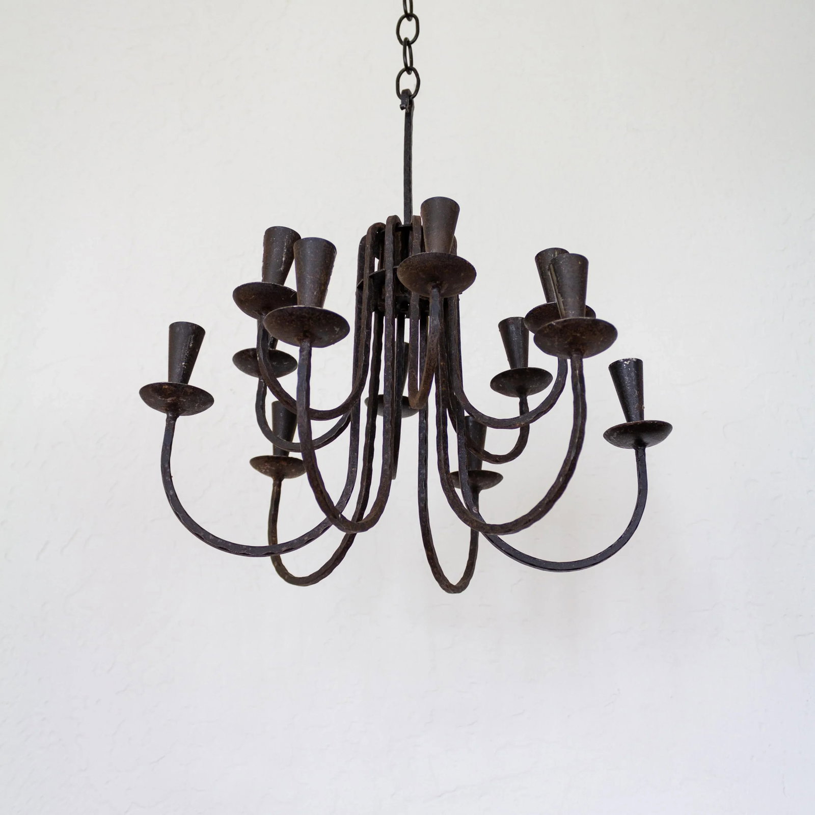 Scandinavian Brutalist Blackened Iron Hanging Candelabra | Made in Sweden - 8