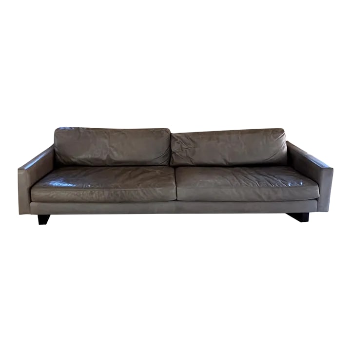2000s Room & Board Gray Leather Sofa Pierson (1 of 12)