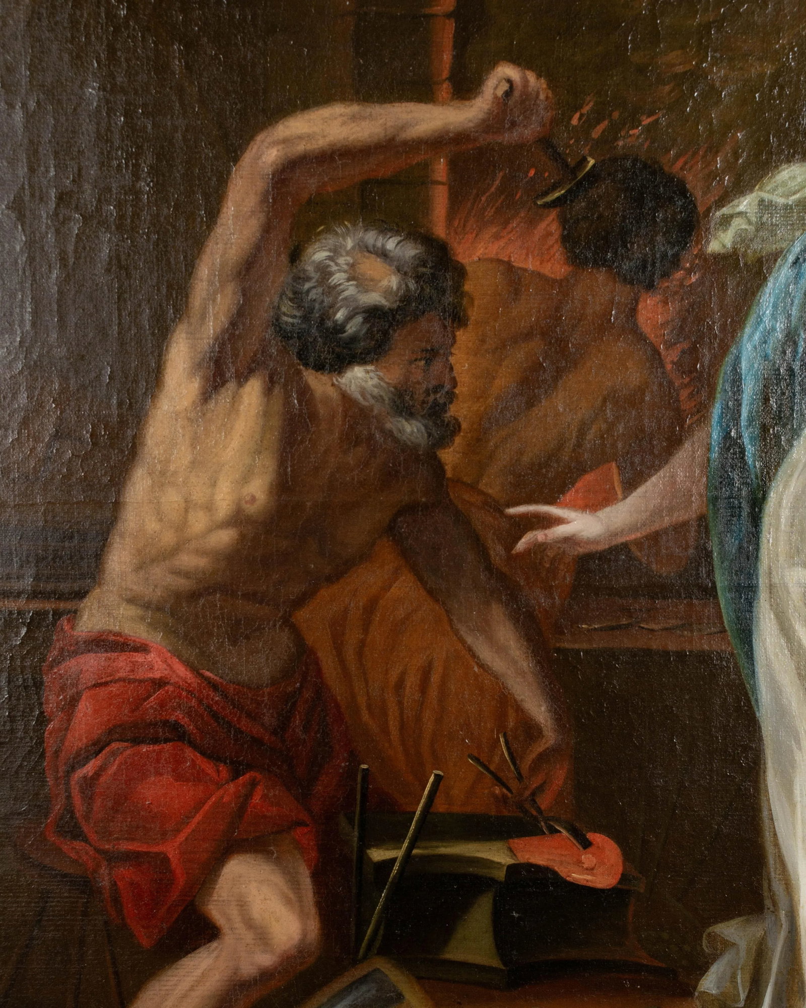 French Louis XVI Trumeau Mirror With Thetis at the Forge of Hephaestus Painting - 10