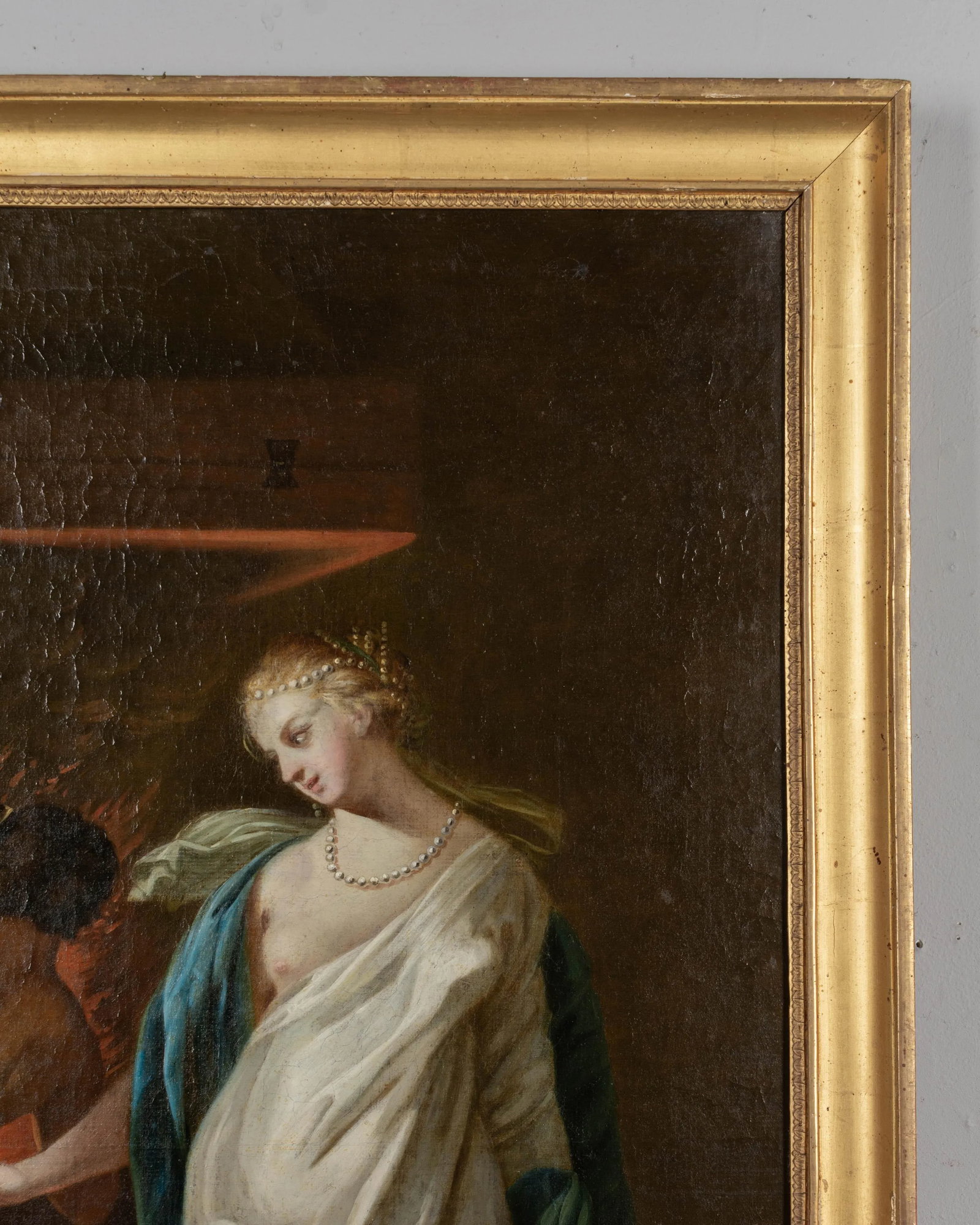 French Louis XVI Trumeau Mirror With Thetis at the Forge of Hephaestus Painting - 8