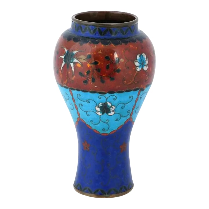 Large Antique Early Meiji Japanese Cloisonne Enamel Lotos Vase (1 of 8)