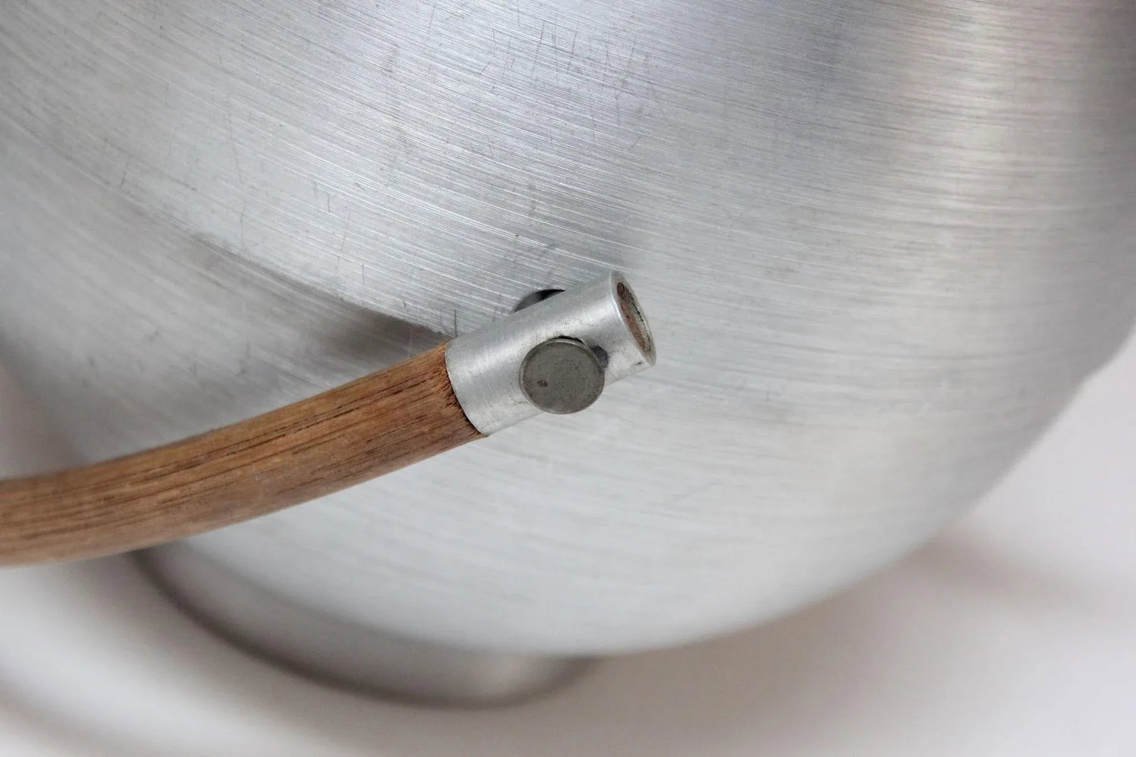 Vintage Russel Wright Spun Aluminum, Bamboo and Birch Bun Warmer - 11