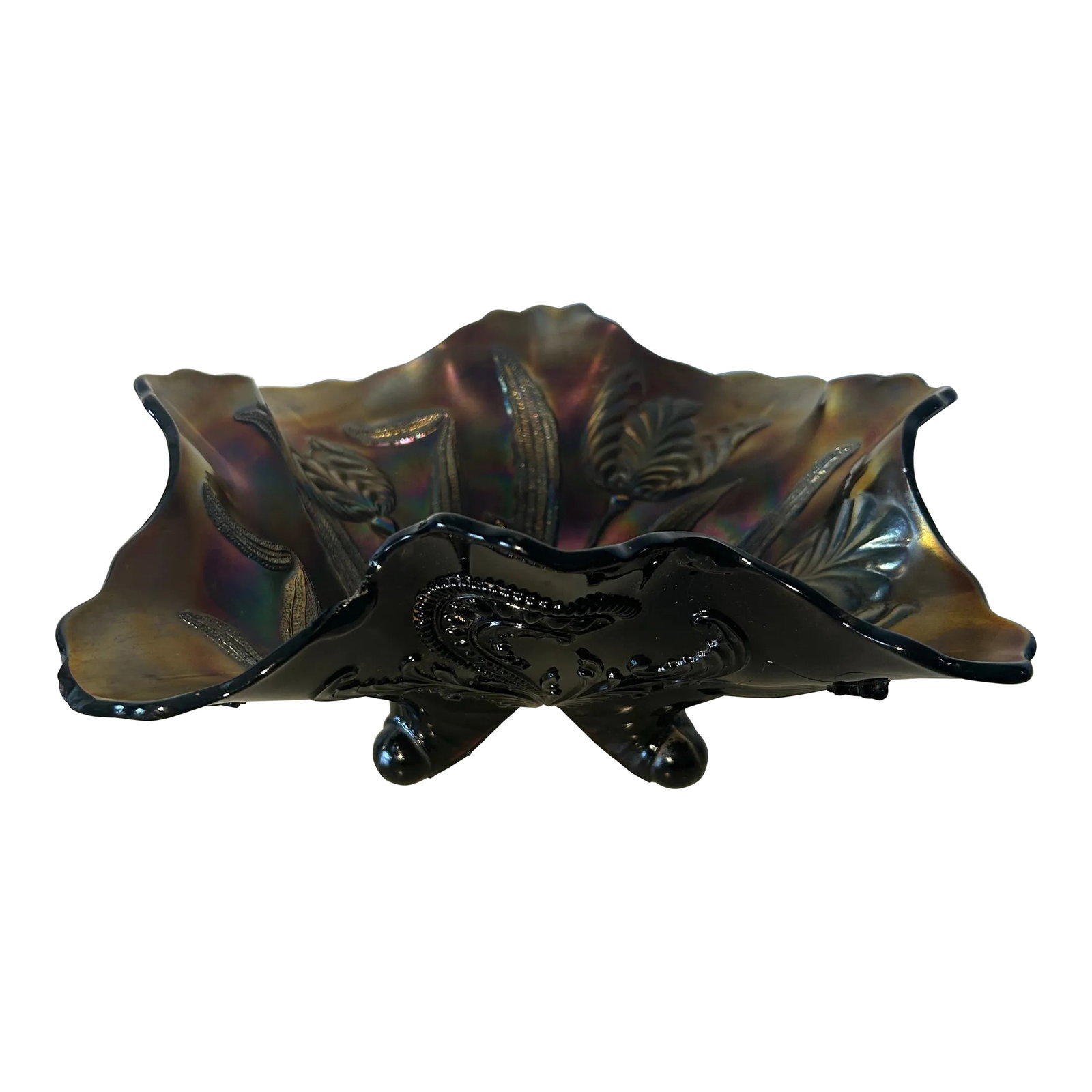 Early 1900s Dugan Carnival Glass Butterfly and Tulip Bowl (1 of 6)