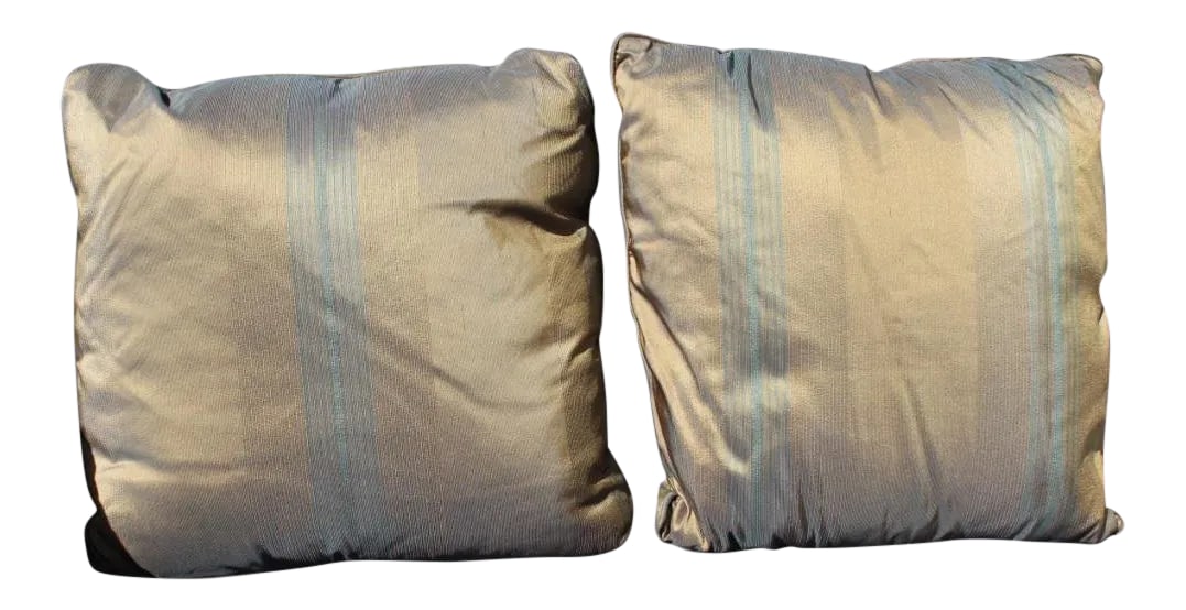 1980s Vintage Contemporary Silk Pillows - a Pair: Set of 2 contemporary 80's pillows silk with nice luxurious subtle pattern. Condition: Alterations: Original Condition Unaltered Imperfections: Some Imperfections Condition Notes: Good Materials &