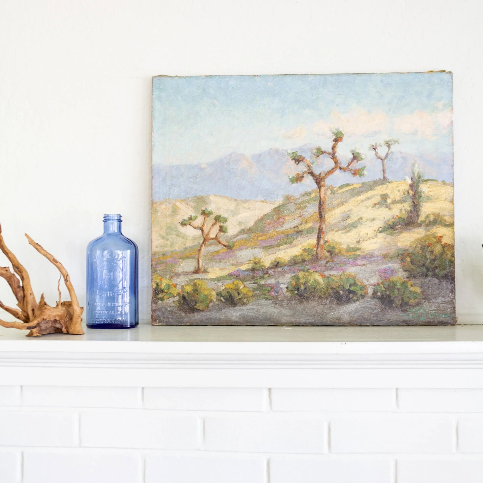 Antique Joshua Tree California Desert Landscape Signed Oil Painting - 2
