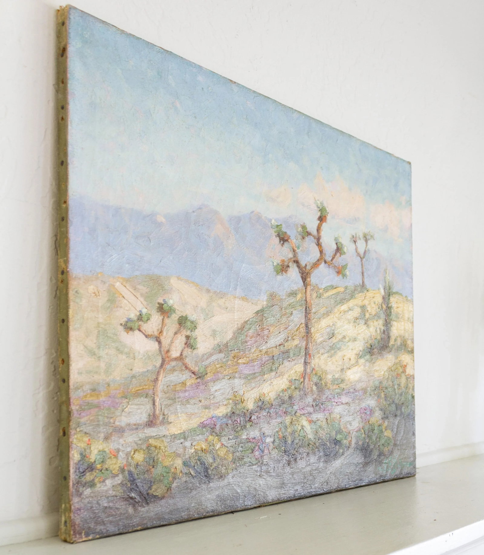Antique Joshua Tree California Desert Landscape Signed Oil Painting - 7
