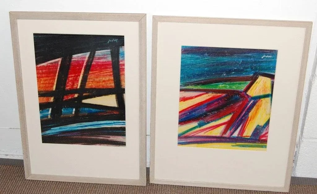 Vintage Original Abstract Pastel Artwork by Swedish Artist Ivan Jordell. - 8