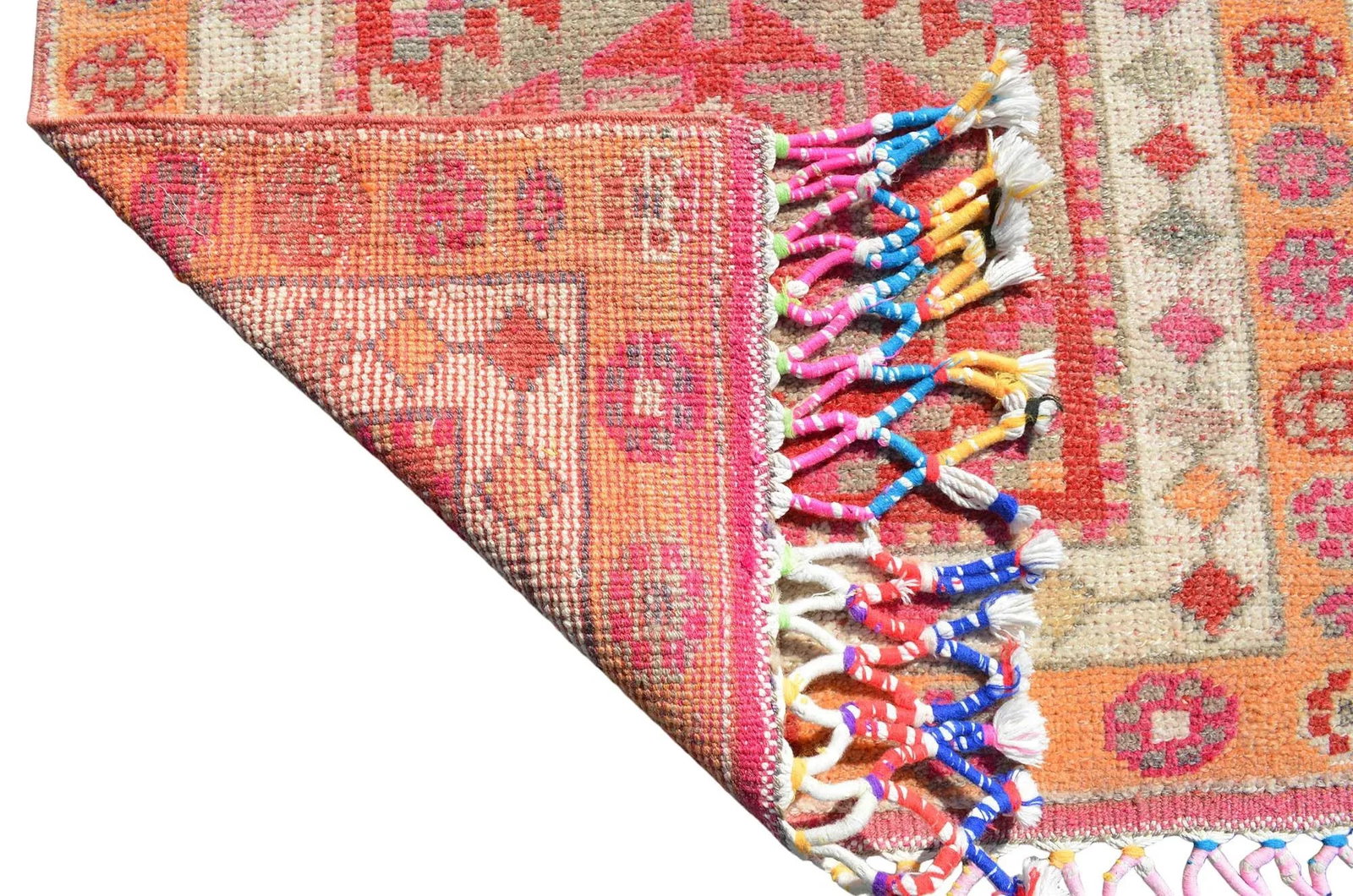 Hand-Knotted Distressed Turkish Runner Rug . Low Pile Faded Tribal Herki Runner Rug 2"²11"³ - 10