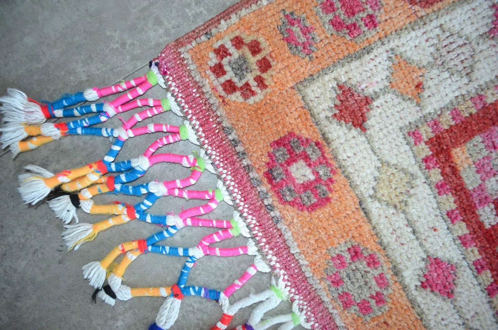 Hand-Knotted Distressed Turkish Runner Rug . Low Pile Faded Tribal Herki Runner Rug 2"²11"³ - 12