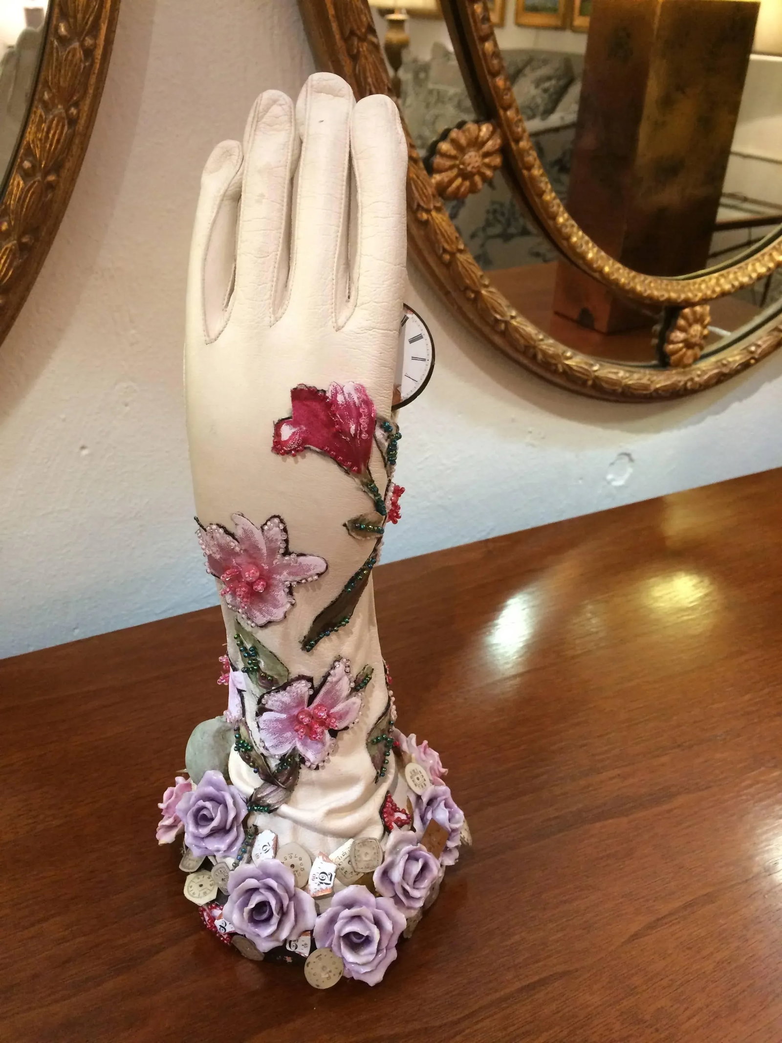 Romantic Mixed-Media Sculpture Titled Hand of Time - 3