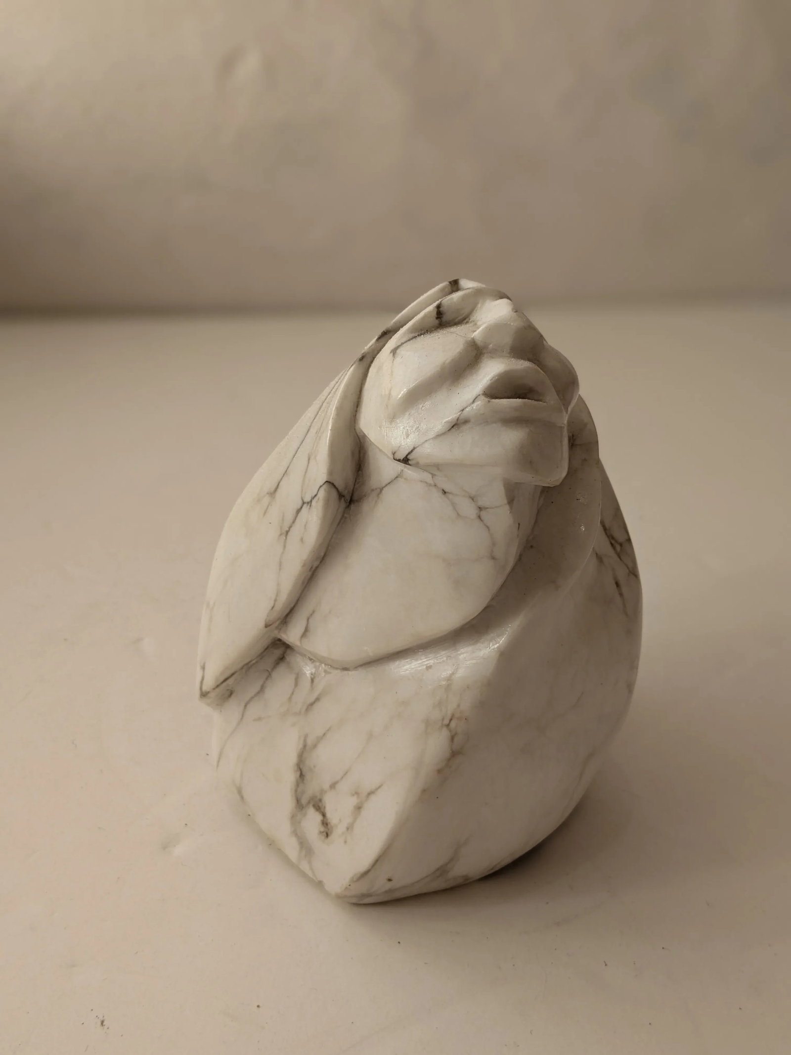 Signed S. General Carved Marble/Howlite Native American Face - 5