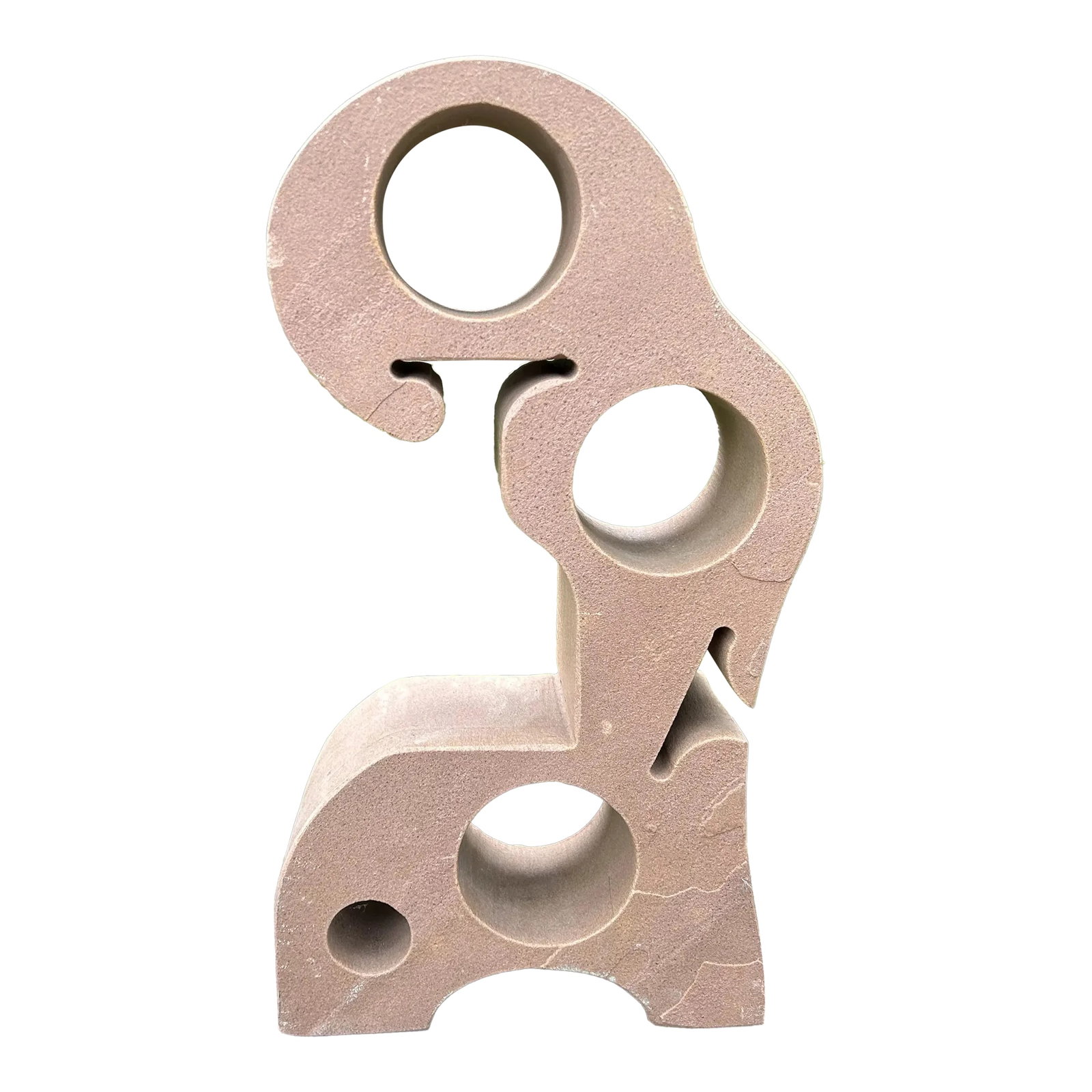 Modernist Abstract Stone Sculpture: Modernist Abstract Stone Sculpture. Offered is an interesting carved stone abstract Modernist sculpture that can be displayed on a pedestal, console table, center table or coffee table. Stunning from 