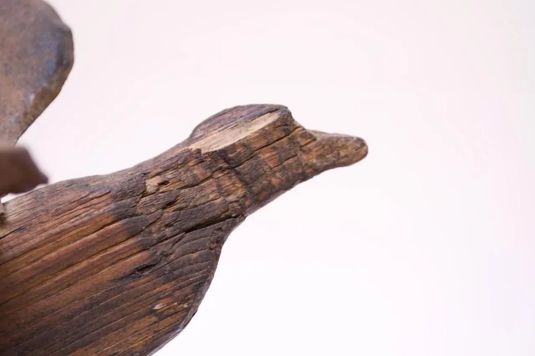 Folk Art Mounted Metal and Wood Carved Eagle Statue - 11